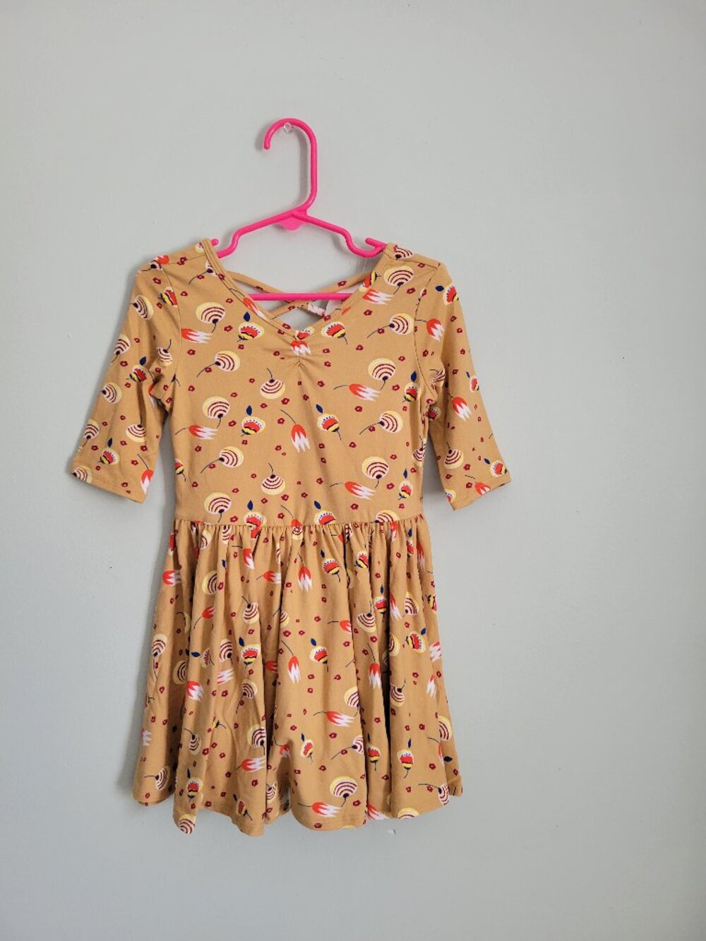Dot Dot Smile Dress Girl's  3T/4T Toddler Tan Floral Twirl Ballerina NWT